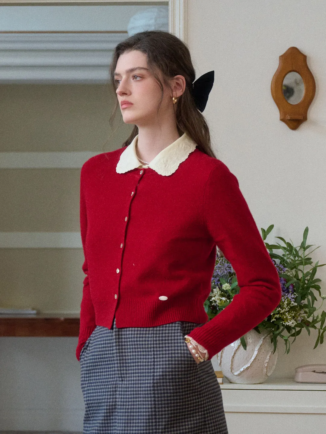 Dayana Round Neck 100% Wool Cardigan sold by Simple Retro product image thumbnail 3