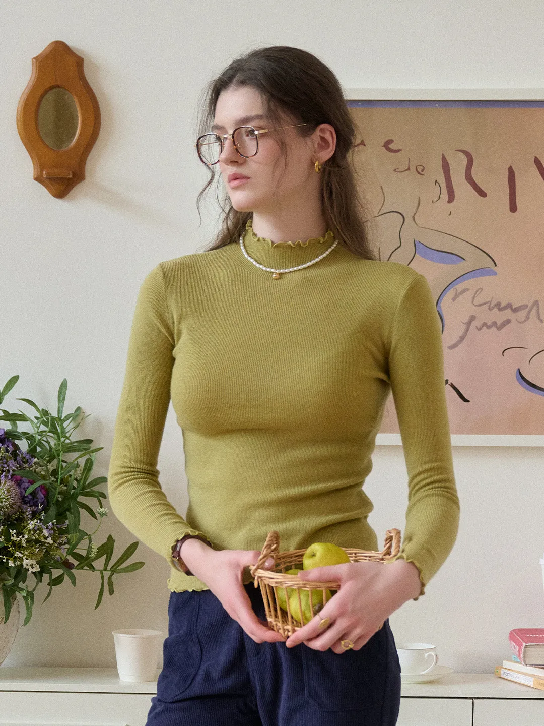 Amanda Ruffle Collar 100% Wool Sweater sold by Simple Retro product image thumbnail 3