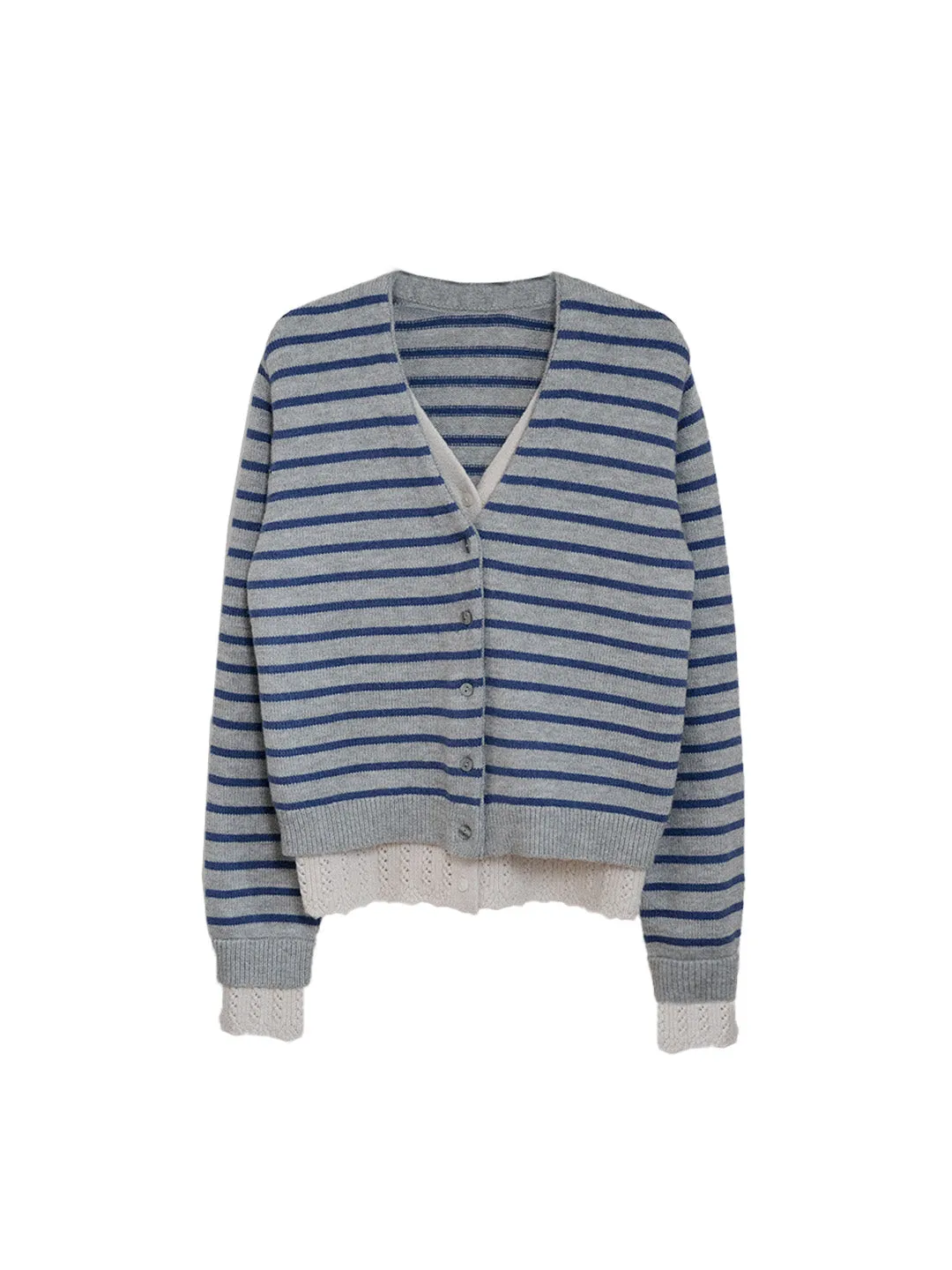 Frankie V-Neck Stripe Wool Cardigan sold by Simple Retro product image thumbnail 2
