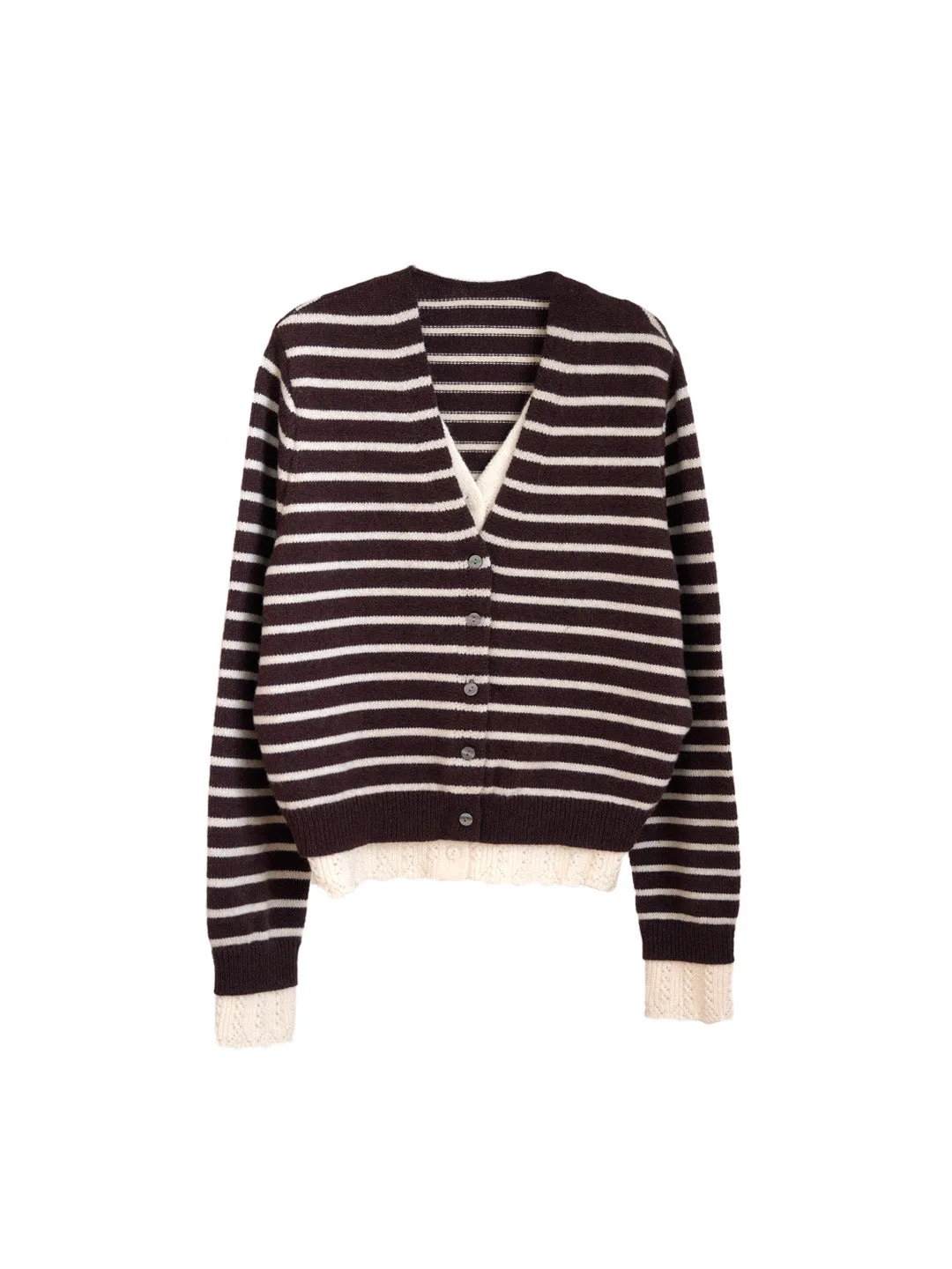 Frankie V-Neck Stripe Wool Cardigan sold by Simple Retro product image thumbnail 2