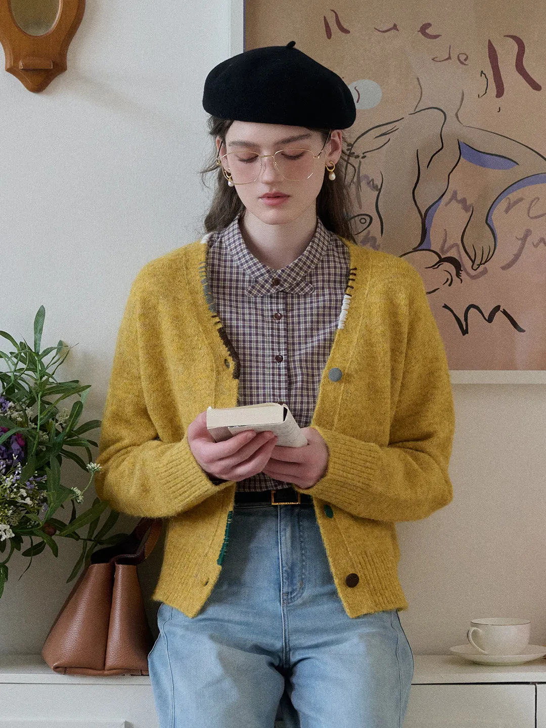 Makenzie V-Neck Wool Cardigan sold by Simple Retro product image thumbnail 4