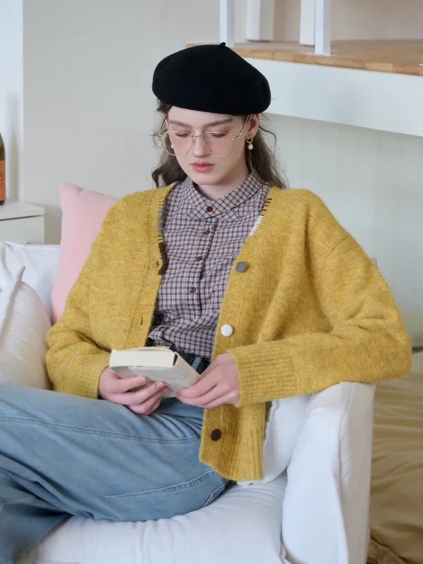 Makenzie V-Neck Wool Cardigan sold by Simple Retro