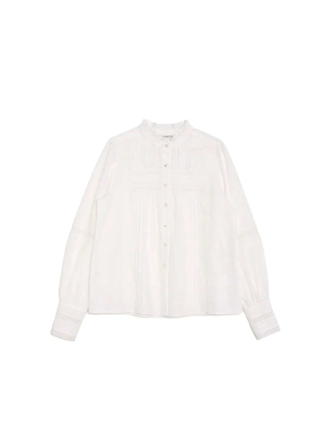 Carter Stand Collar Hollow Lyocell Cotton Blouse sold by Simple Retro product image thumbnail 2