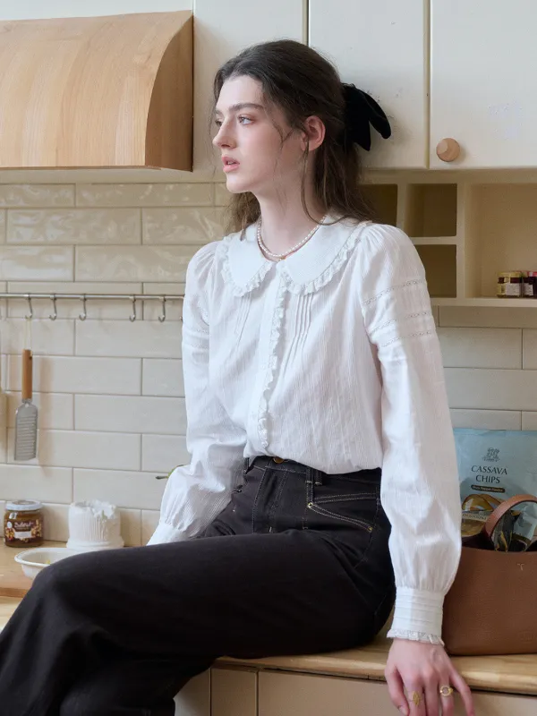 Maliyah Peter Pan Collar 100% Cotton Blouse sold by Simple Retro