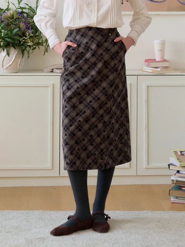 Monroe Plaid Straight 100% Cotton Midi Skirt sold by Simple Retro