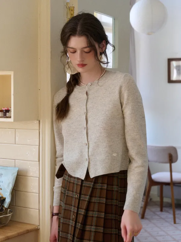 Dayana Round Neck 100% Wool Cardigan sold by Simple Retro