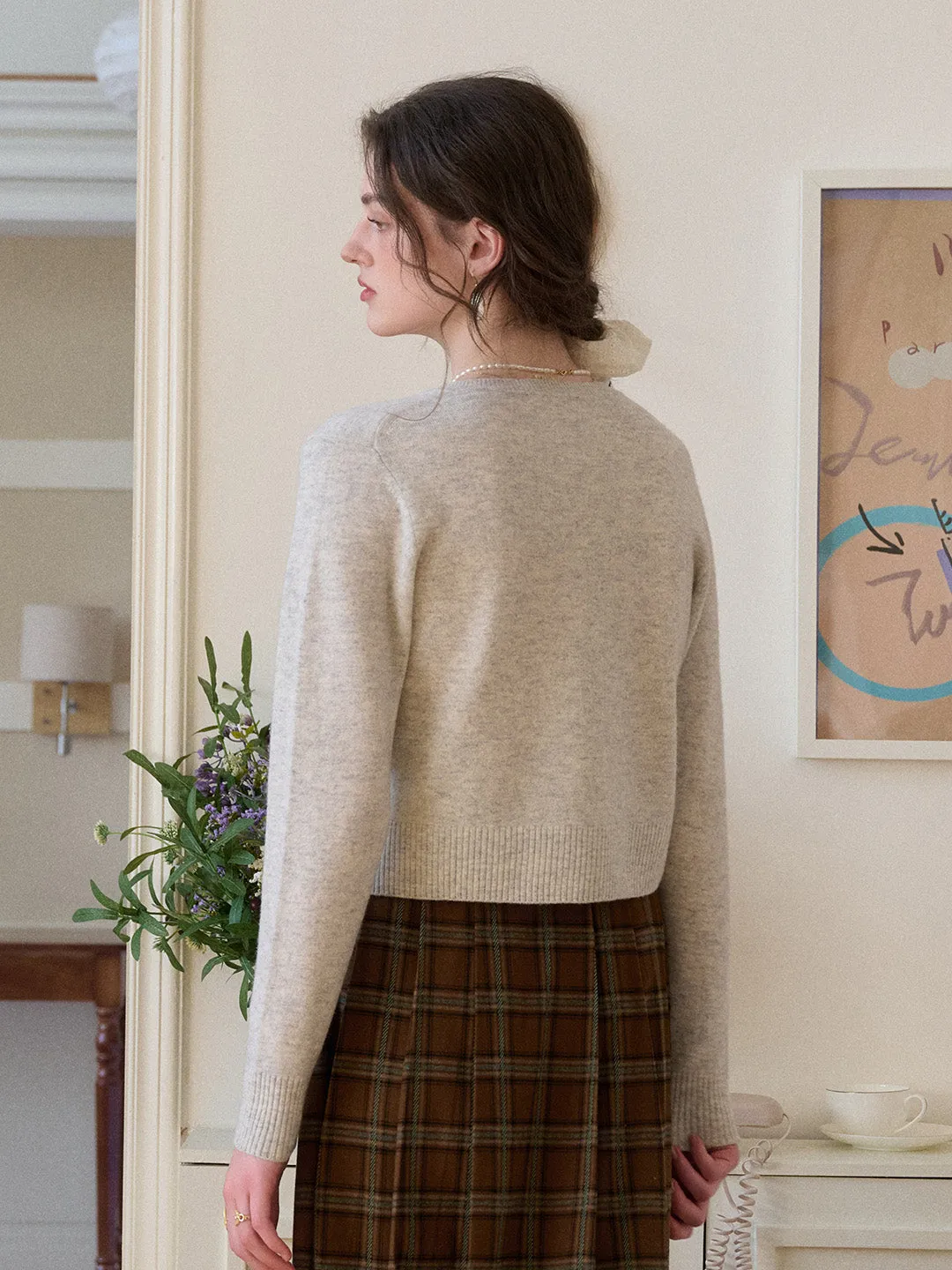 Dayana Round Neck 100% Wool Cardigan sold by Simple Retro product image thumbnail 4