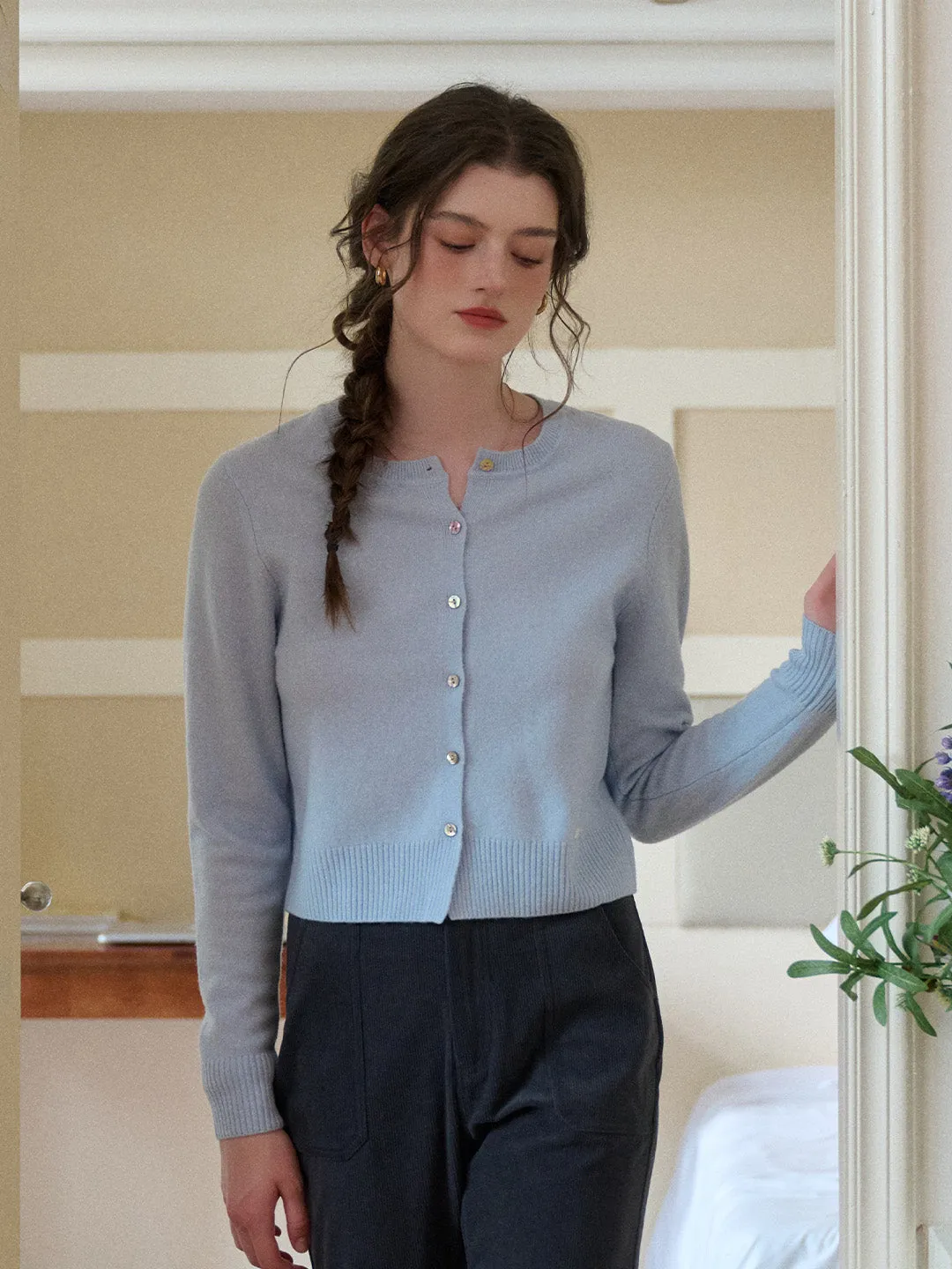 Dayana Round Neck 100% Wool Cardigan sold by Simple Retro product image thumbnail 3