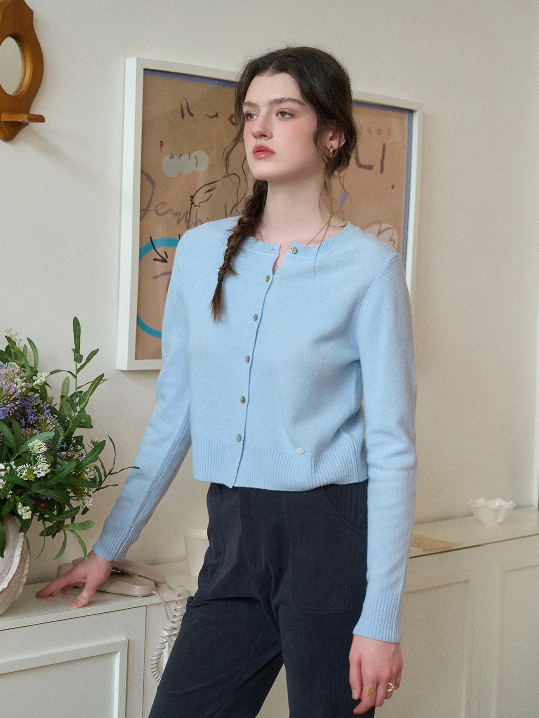 Dayana Round Neck 100% Wool Cardigan sold by Simple Retro product image thumbnail 4