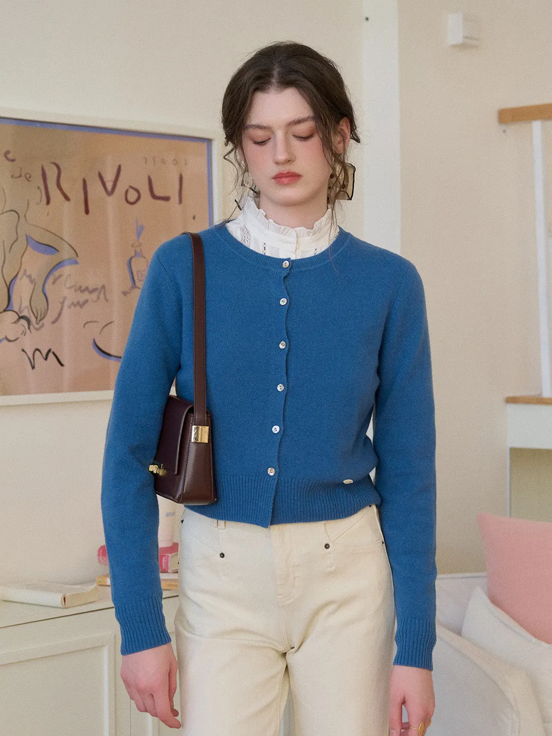 Dayana Round Neck 100% Wool Cardigan sold by Simple Retro product image thumbnail 5