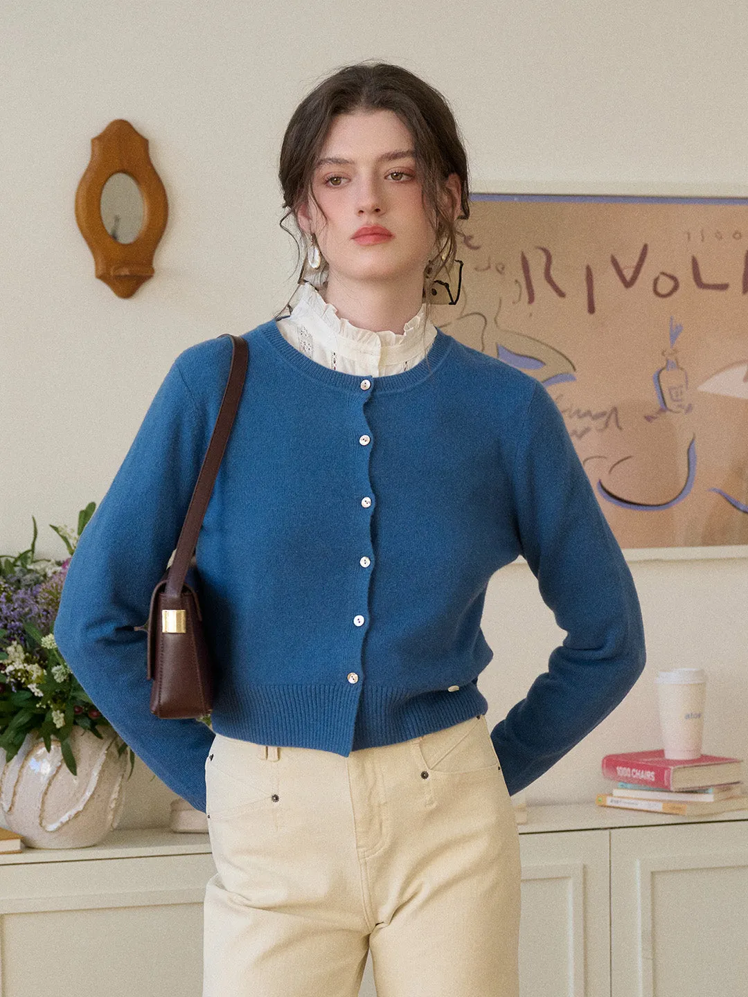 Dayana Round Neck 100% Wool Cardigan sold by Simple Retro product image thumbnail 3