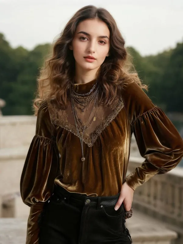 Arleth Retro Round Neck Blouse sold by Simple Retro