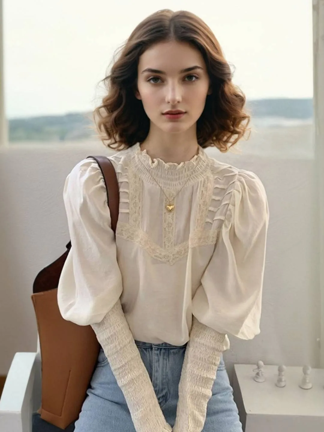 Lilian Retro Ruffle Neck Blouse sold by Simple Retro product image thumbnail 2