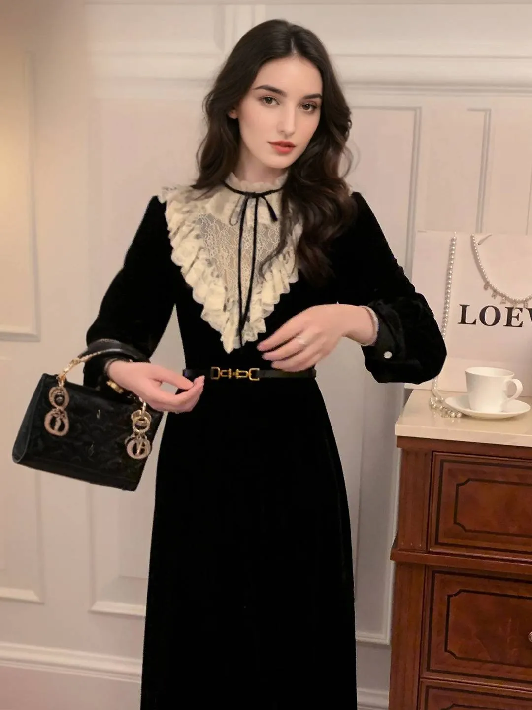 Mara Ruffle Collar Dress sold by Simple Retro