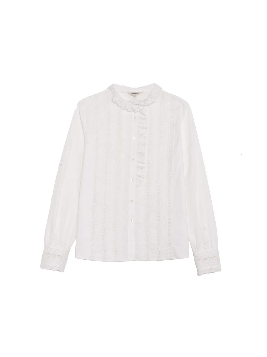 Journi Ruffle Collar Hollow 100% Cotton Blouse sold by Simple Retro product image thumbnail 2