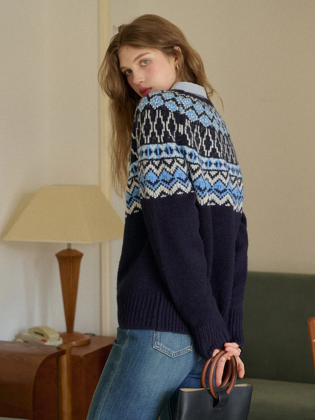 Estella Round Neck Fair Isle Sweater sold by Simple Retro product image thumbnail 4