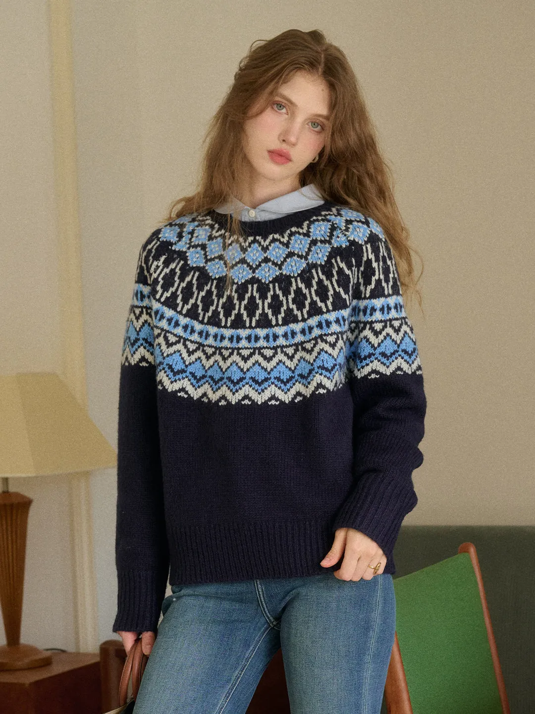 Estella Round Neck Fair Isle Sweater sold by Simple Retro product image thumbnail 3