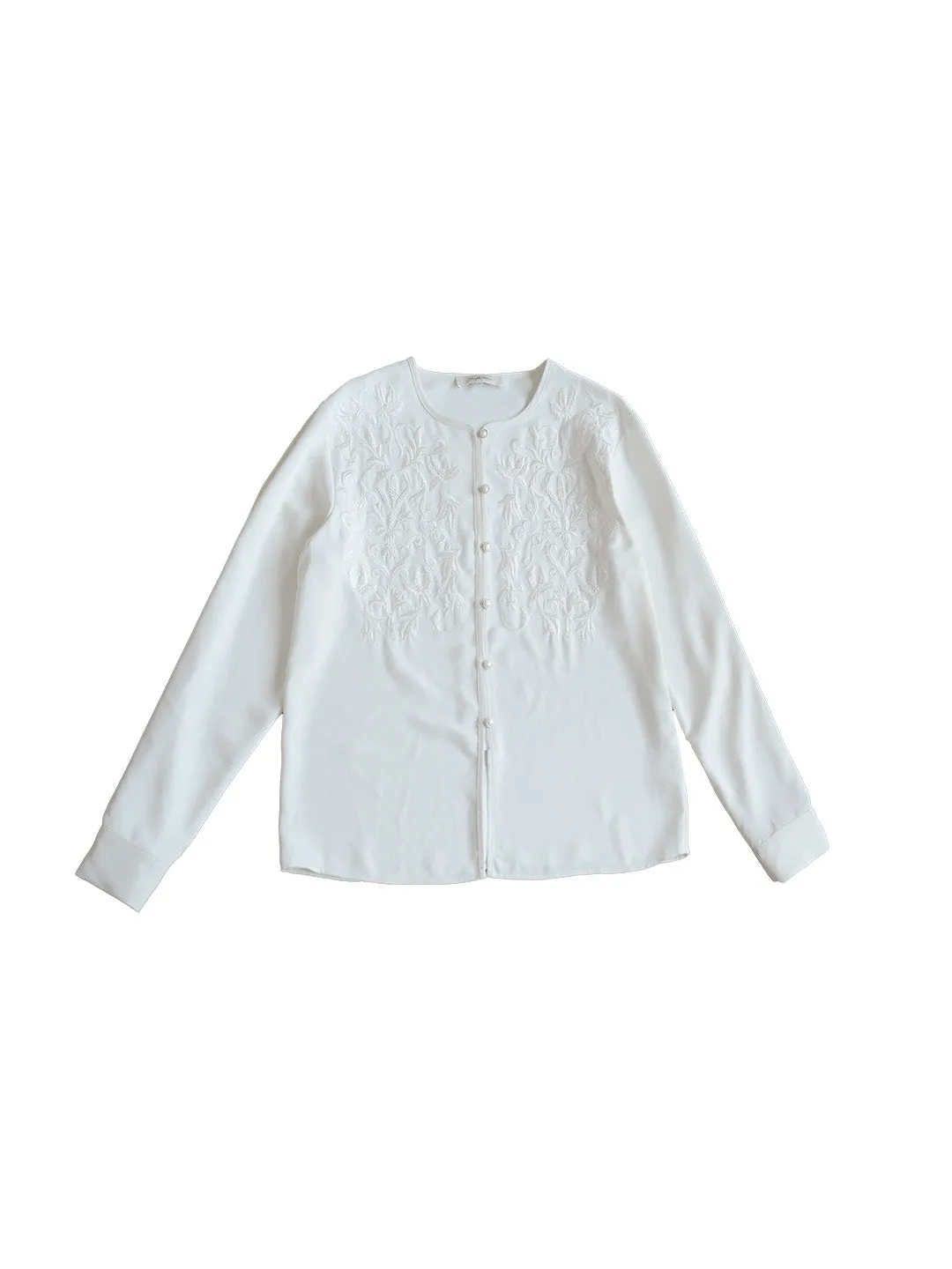 Amaia Round Neck Embroidery Blouse sold by Simple Retro product image thumbnail 2
