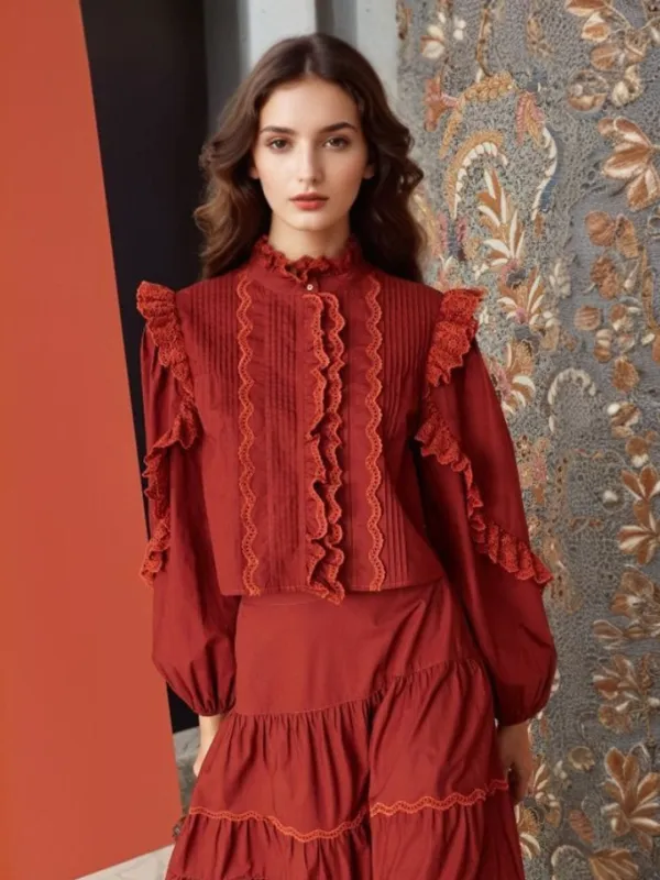 Noah Ruffle Collar Blouse sold by Simple Retro