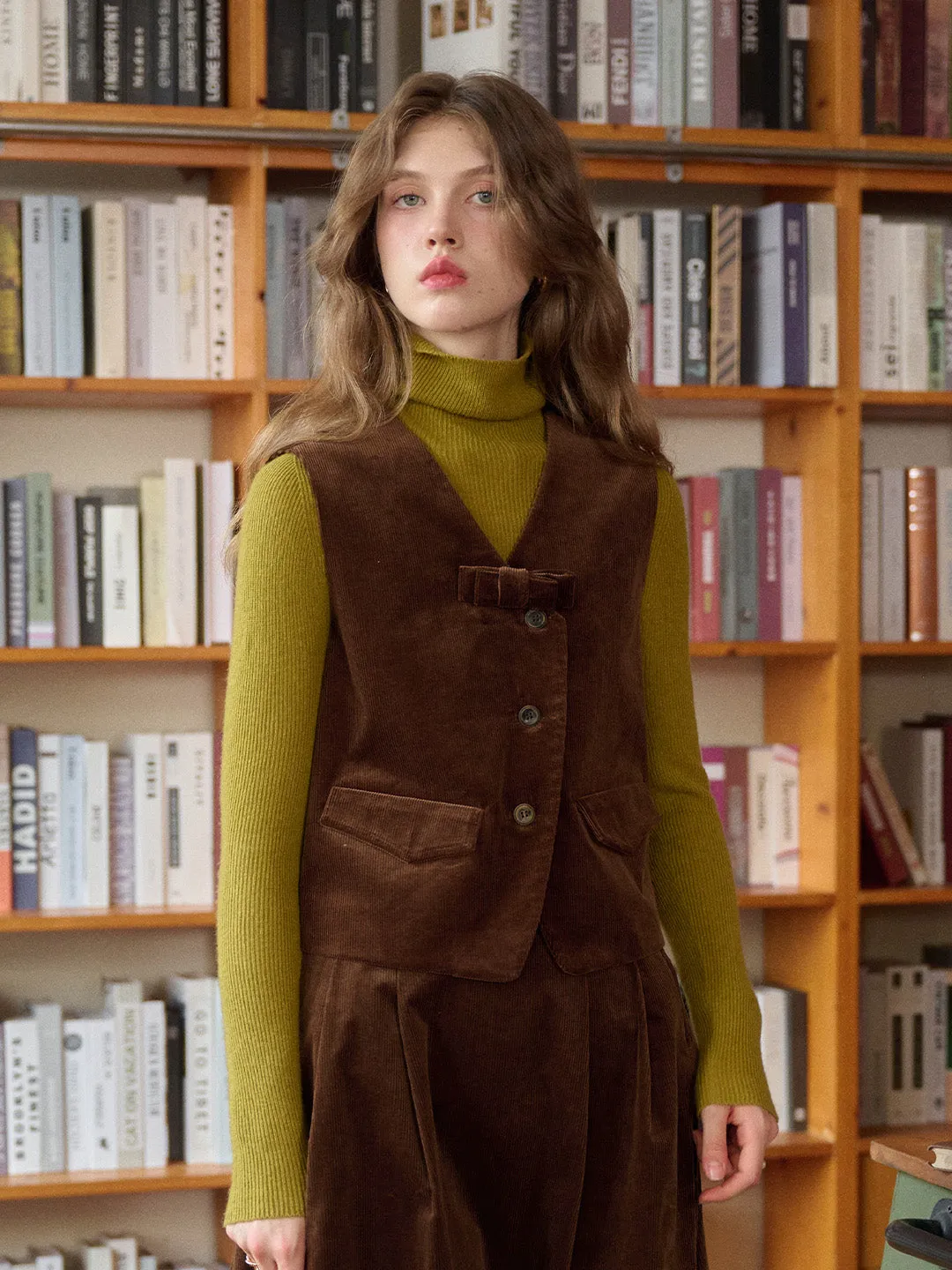 Analia V-Neck Corduroy Vest sold by Simple Retro product image thumbnail 5