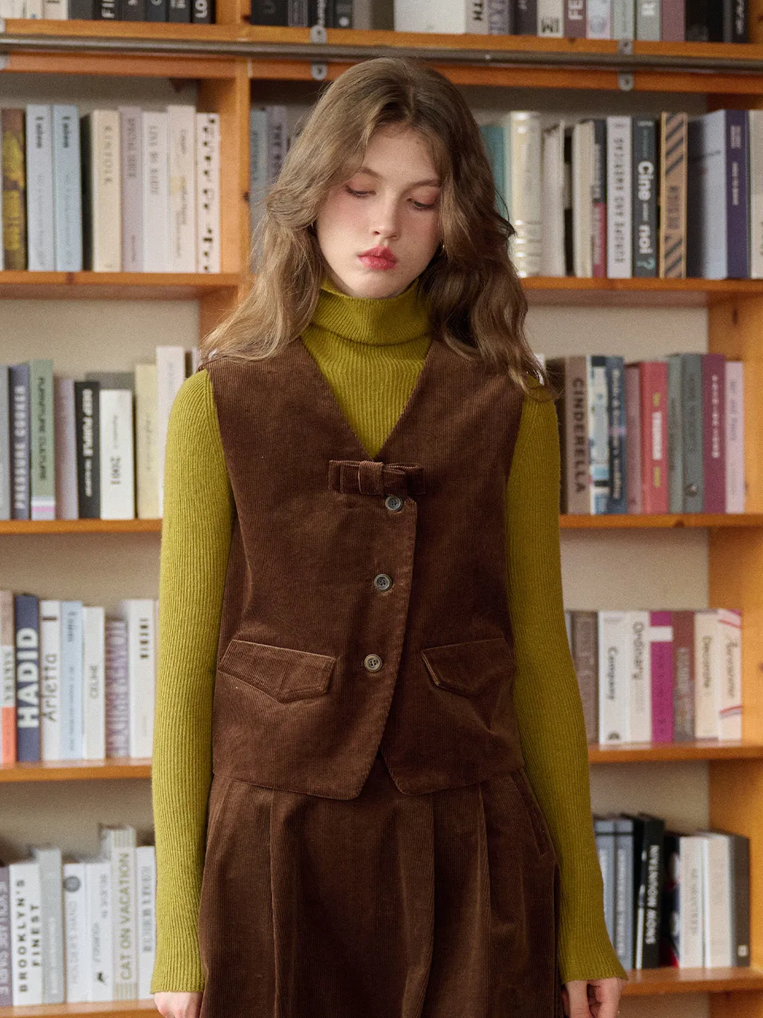 Analia V-Neck Corduroy Vest sold by Simple Retro product image thumbnail 4