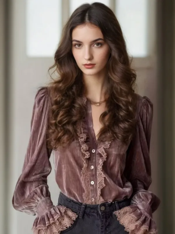 Azari V-Neck Blouse sold by Simple Retro