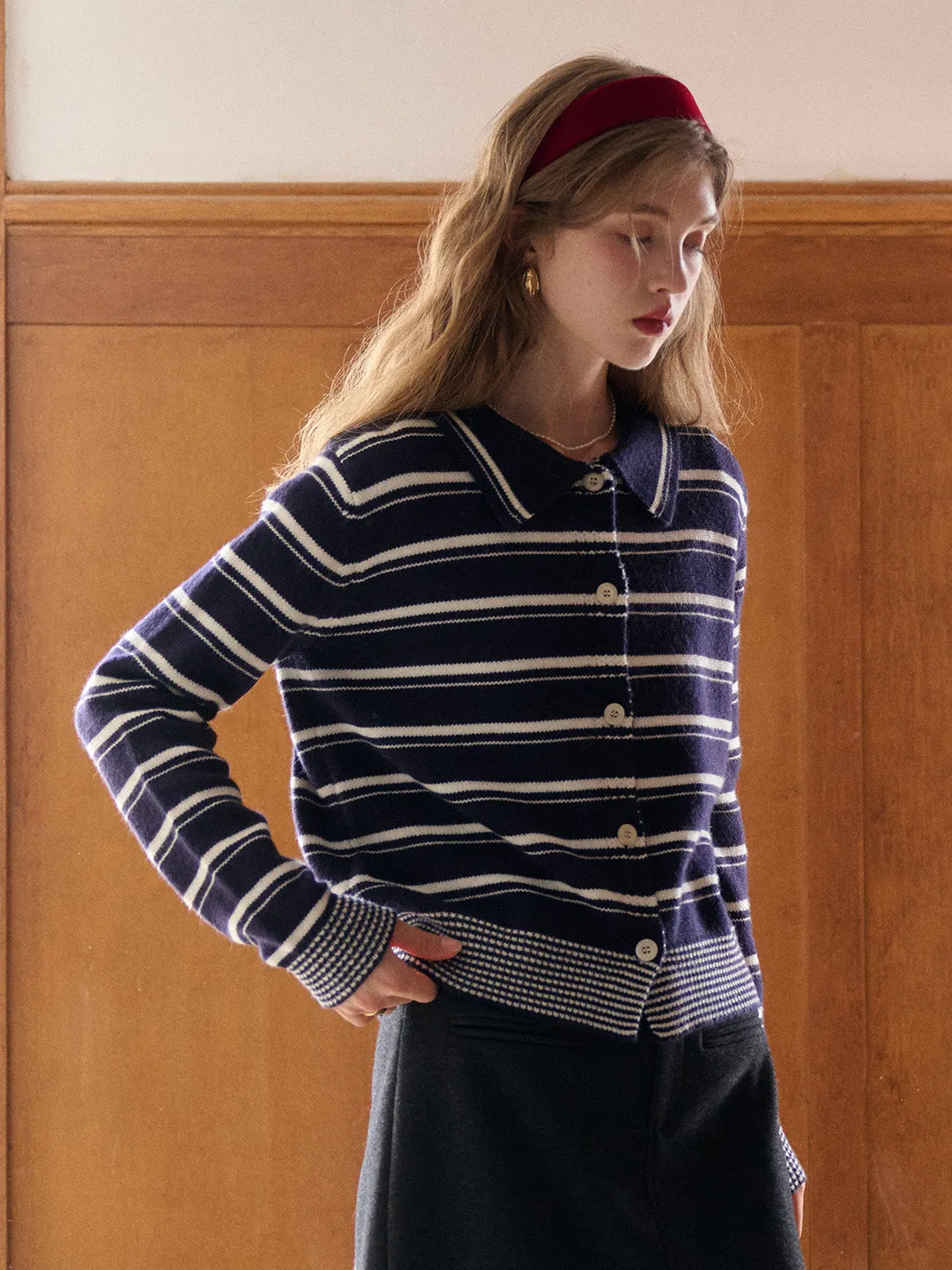 Sloan Polo Collar Wool Cardigan sold by Simple Retro product image thumbnail 4