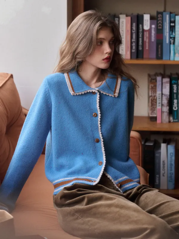 Haley Peter Pan Collar 100% Wool Cardigan sold by Simple Retro