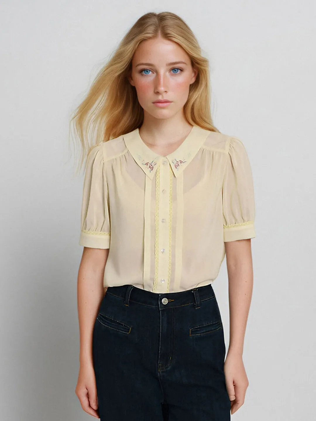 【Final Sale】Liv Peter Pan Collar Blouse sold by Simple Retro product image thumbnail 3