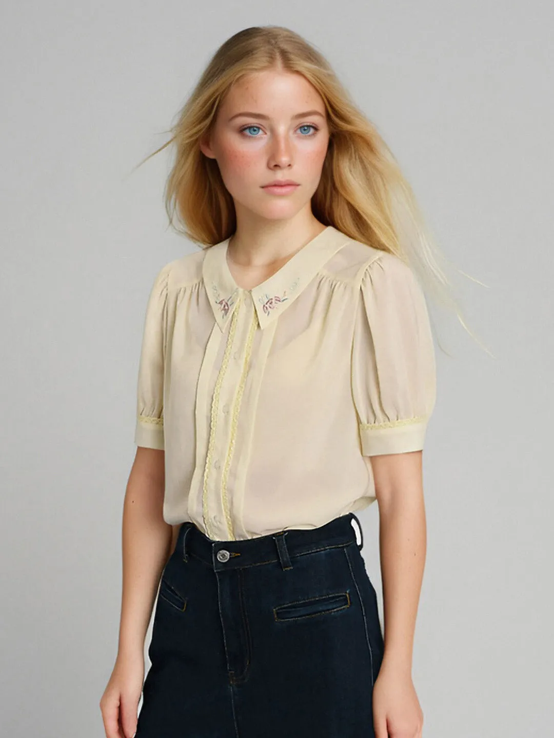 【Final Sale】Liv Peter Pan Collar Blouse sold by Simple Retro product image thumbnail 4