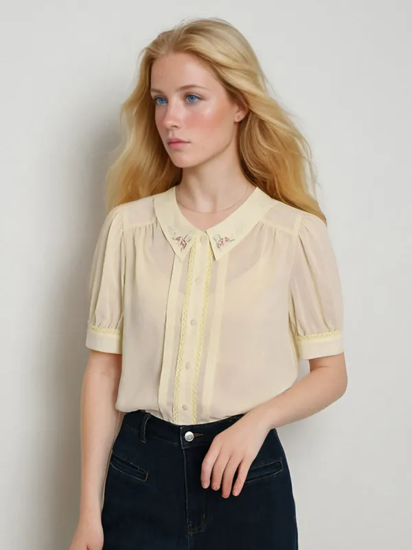 【Final Sale】Liv Peter Pan Collar Blouse sold by Simple Retro