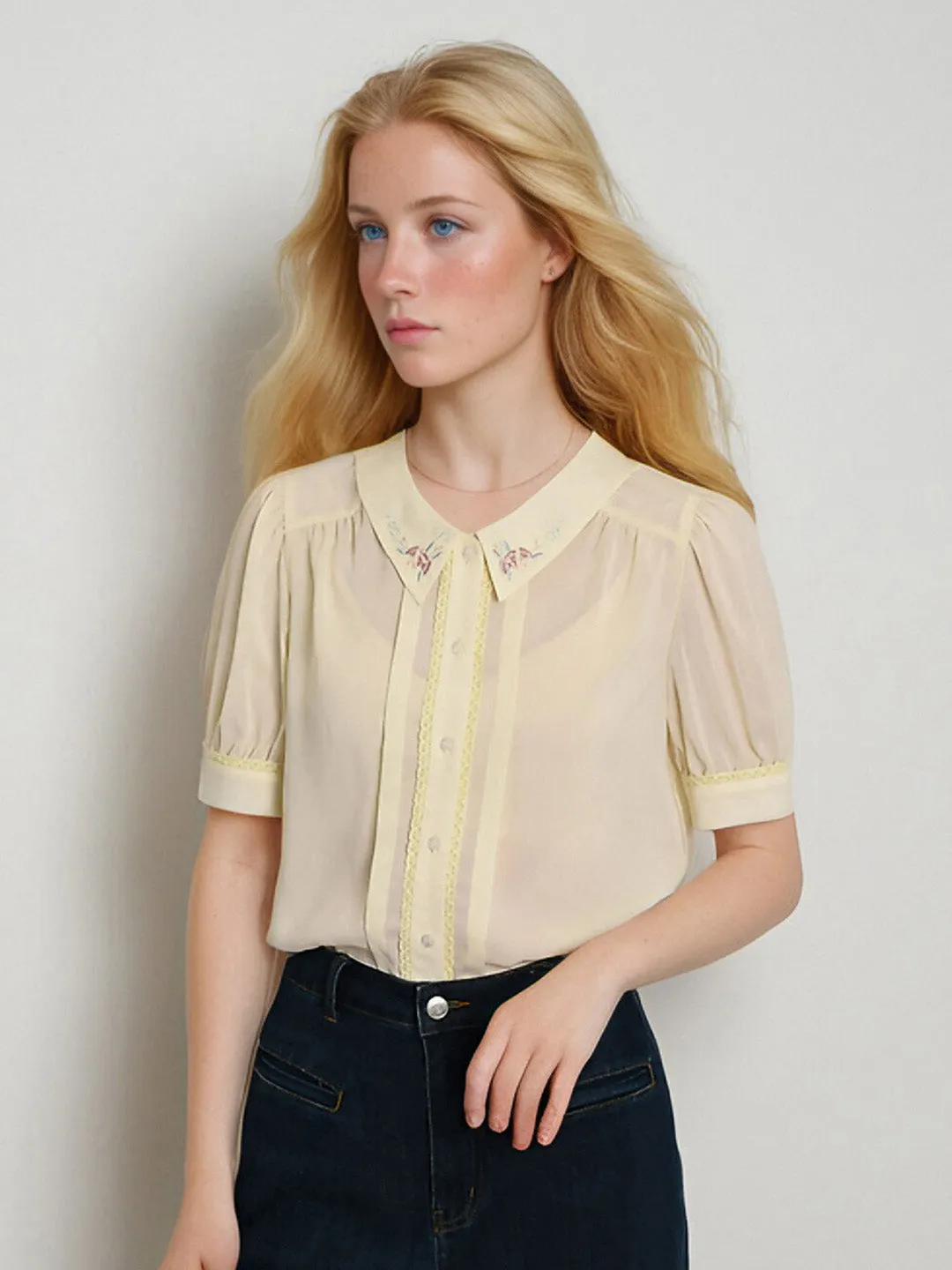 【Final Sale】Liv Peter Pan Collar Blouse sold by Simple Retro