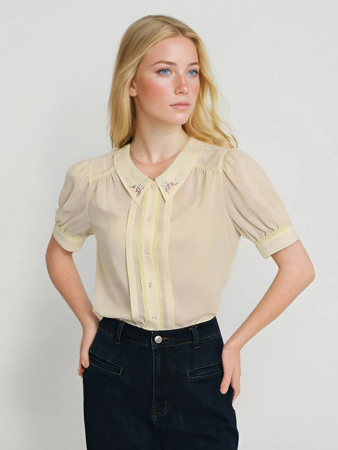 【Final Sale】Liv Peter Pan Collar Blouse sold by Simple Retro product image thumbnail 2