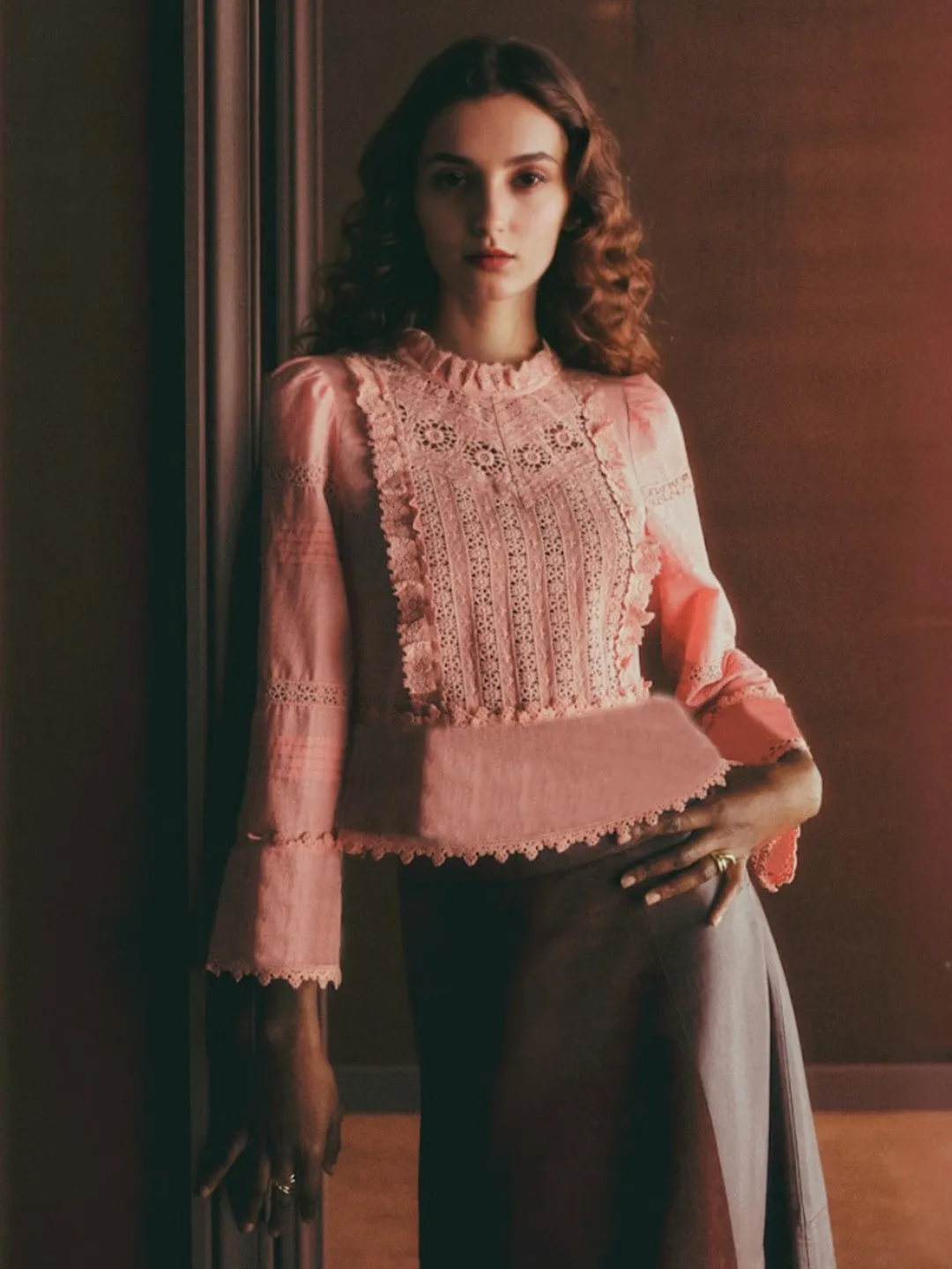 Karla Ruffle Collar Blouse sold by Simple Retro