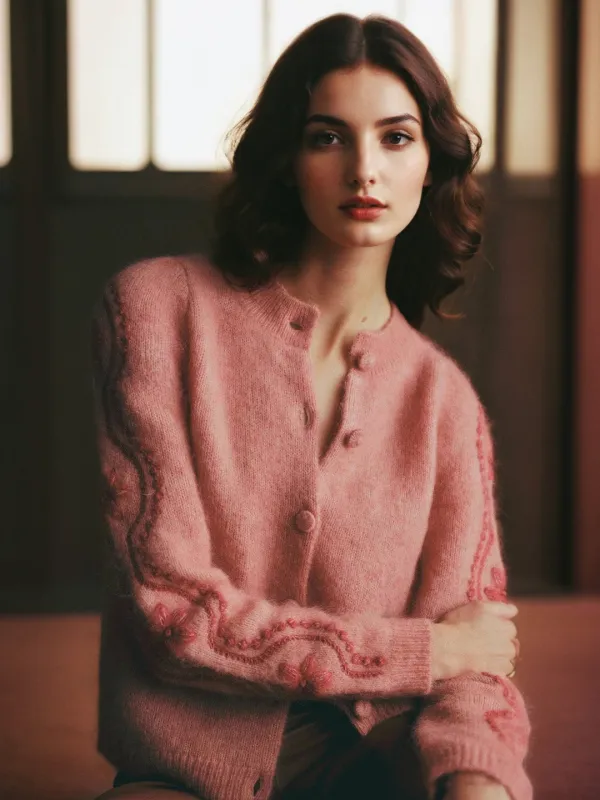 Hana Round Neck Cardigan sold by Simple Retro