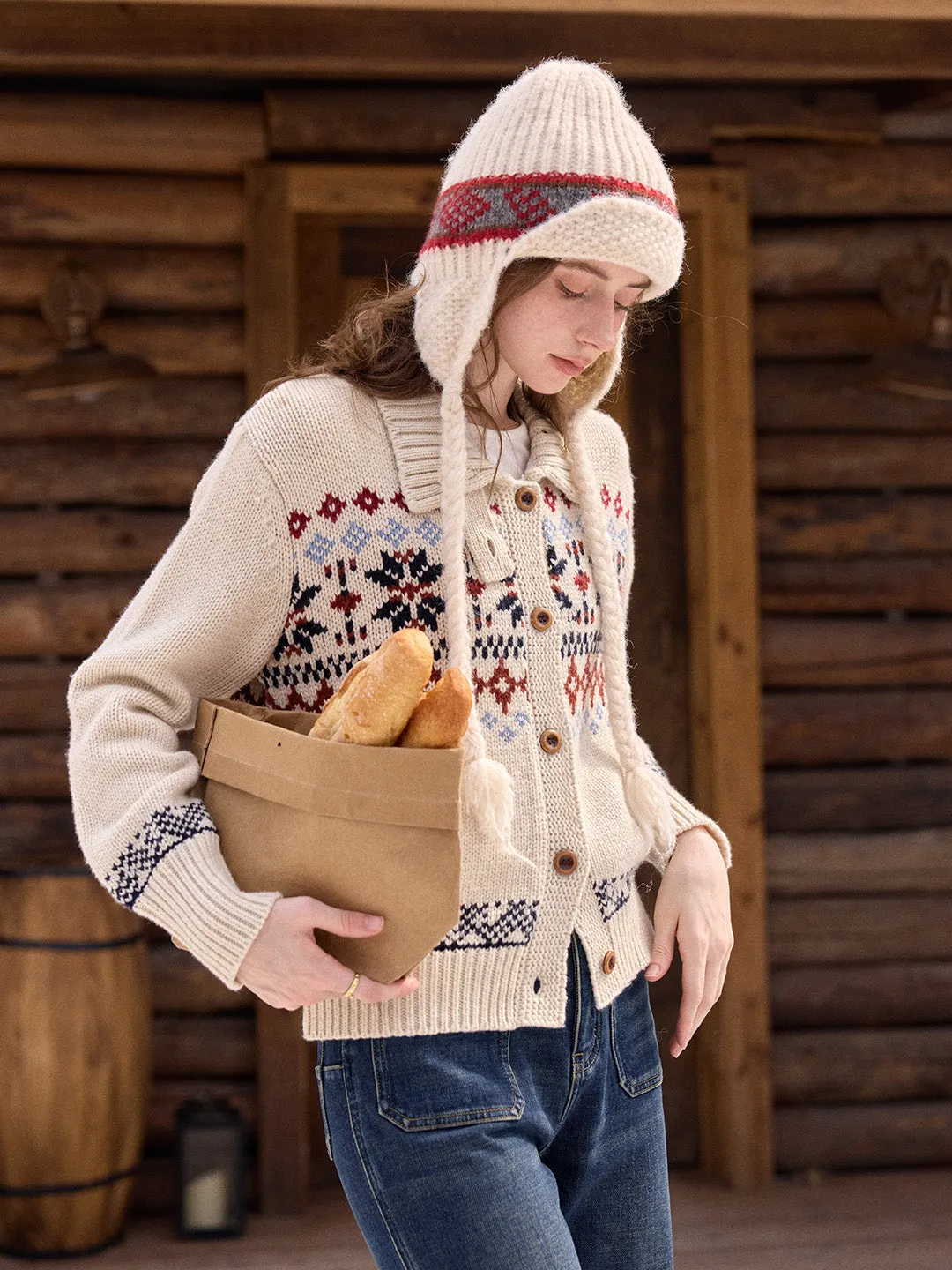 Madilynn Lapel Fair Isle Wool Cardigan sold by Simple Retro product image thumbnail 5
