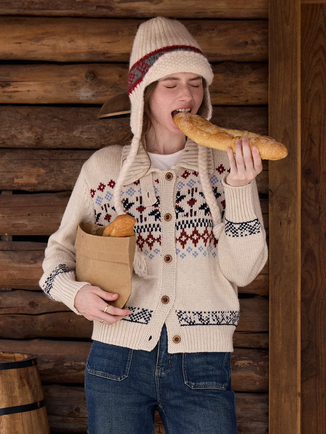 Madilynn Lapel Fair Isle Wool Cardigan sold by Simple Retro product image thumbnail 3