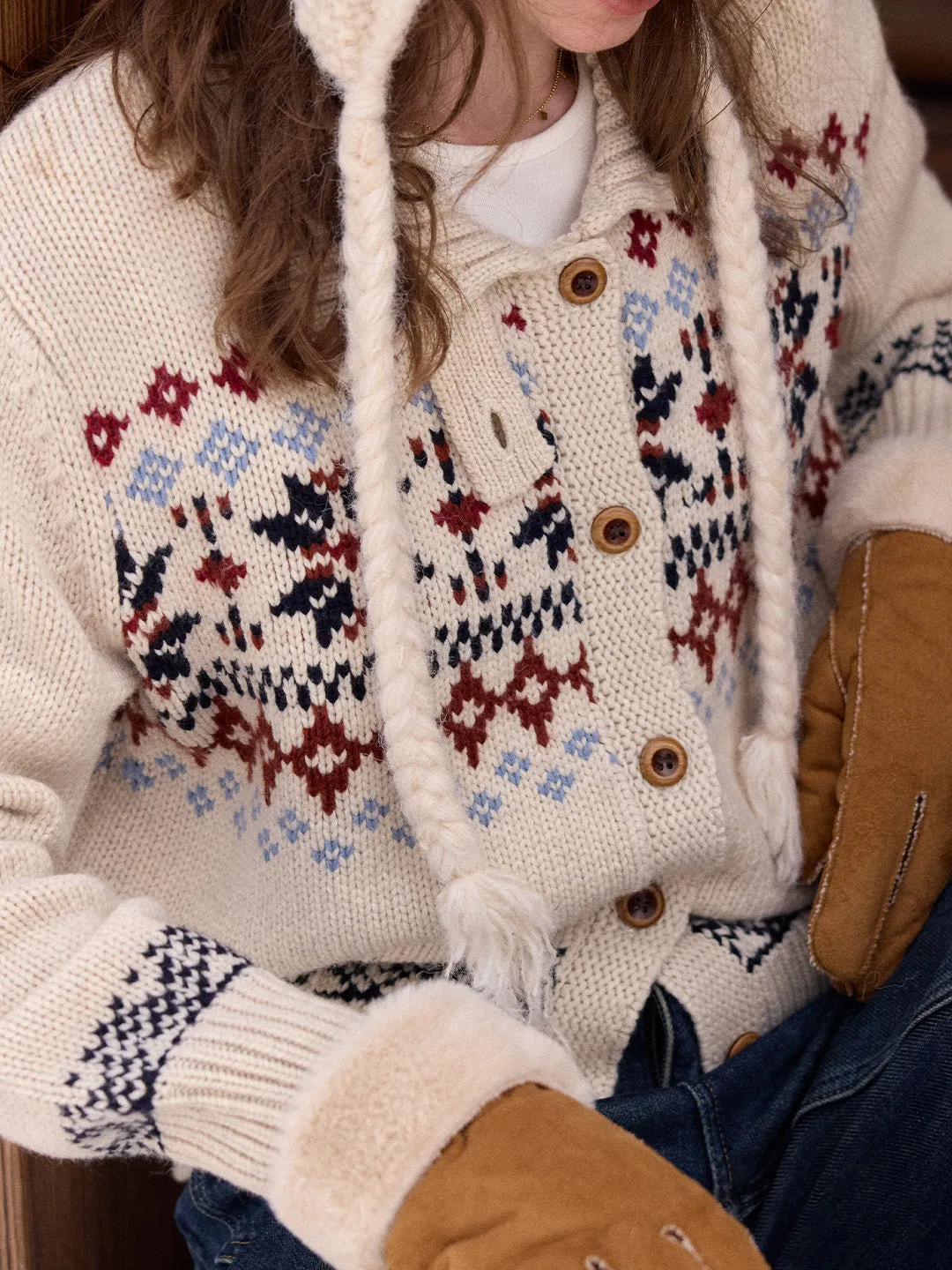 Madilynn Lapel Fair Isle Wool Cardigan sold by Simple Retro product image thumbnail 2