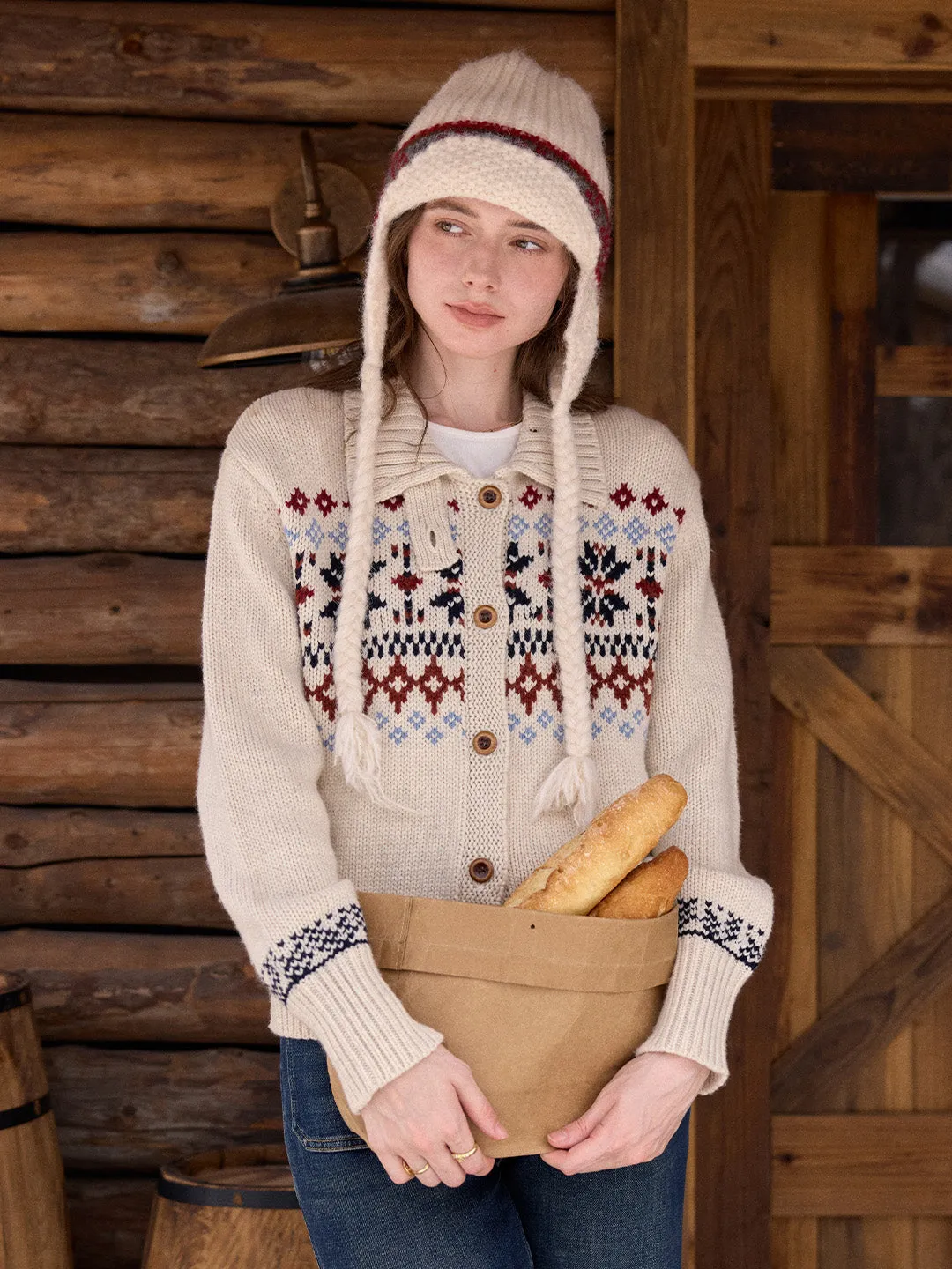 Madilynn Lapel Fair Isle Wool Cardigan sold by Simple Retro product image thumbnail 4
