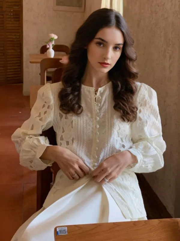 Ezra Round Neck Blouse sold by Simple Retro