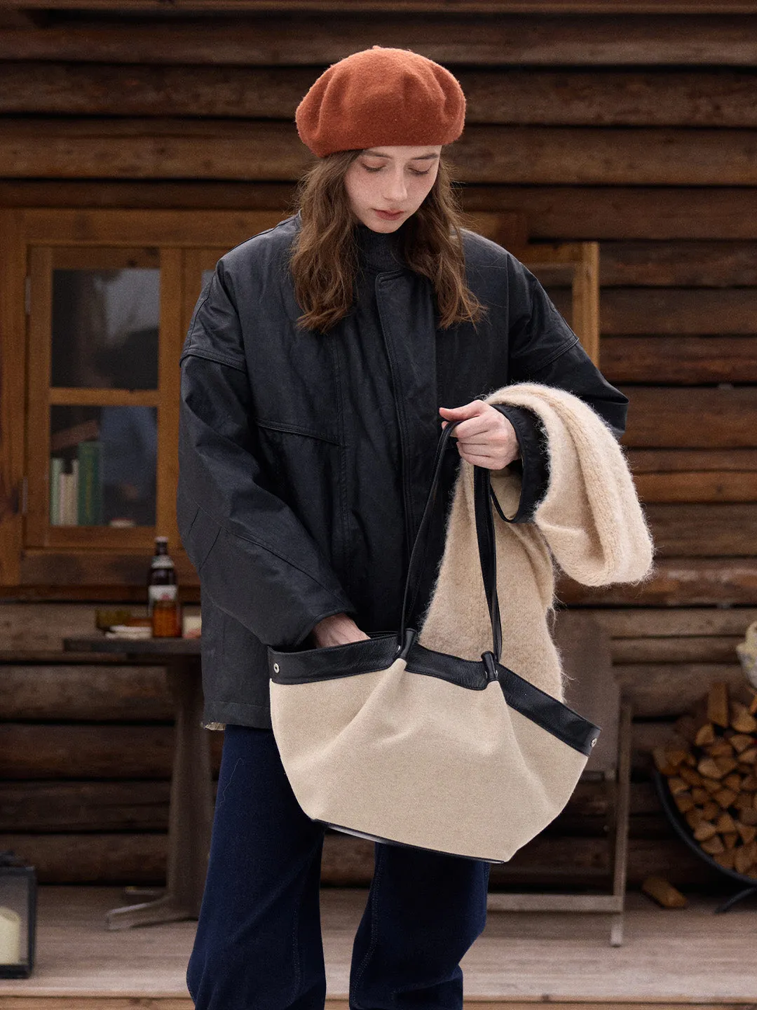 Cheyenne Faux Leather Down Jacket sold by Simple Retro product image thumbnail 3