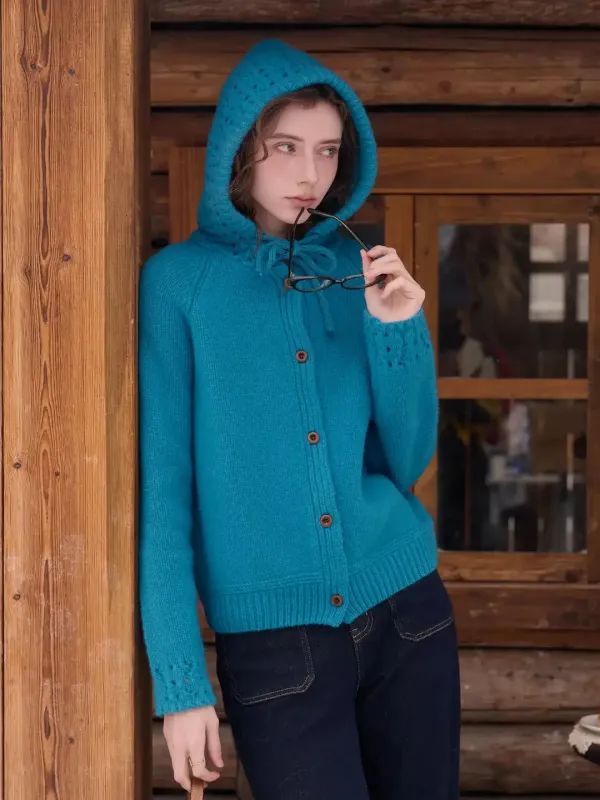 Kori 100% Wool Hoodie Cardigan sold by Simple Retro