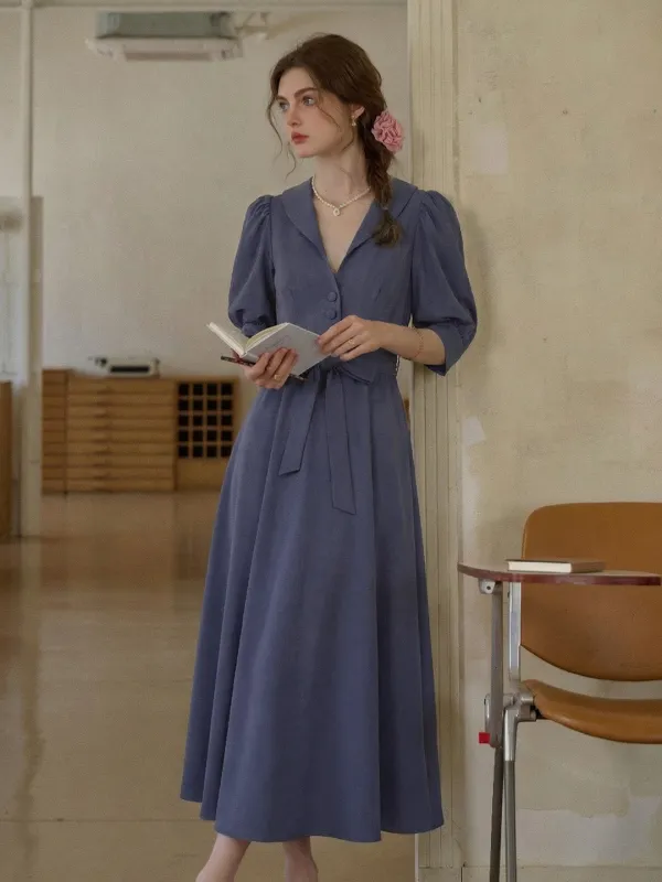 Anais V-Neck Puff Sleeves Dress sold by Simple Retro