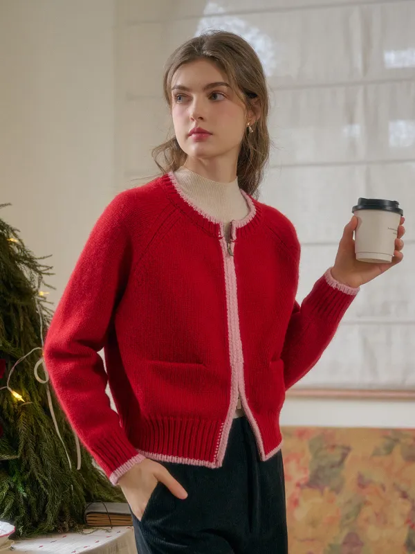 【Final Sale】Brielle Round Neck 100% Wool Cardigan sold by Simple Retro