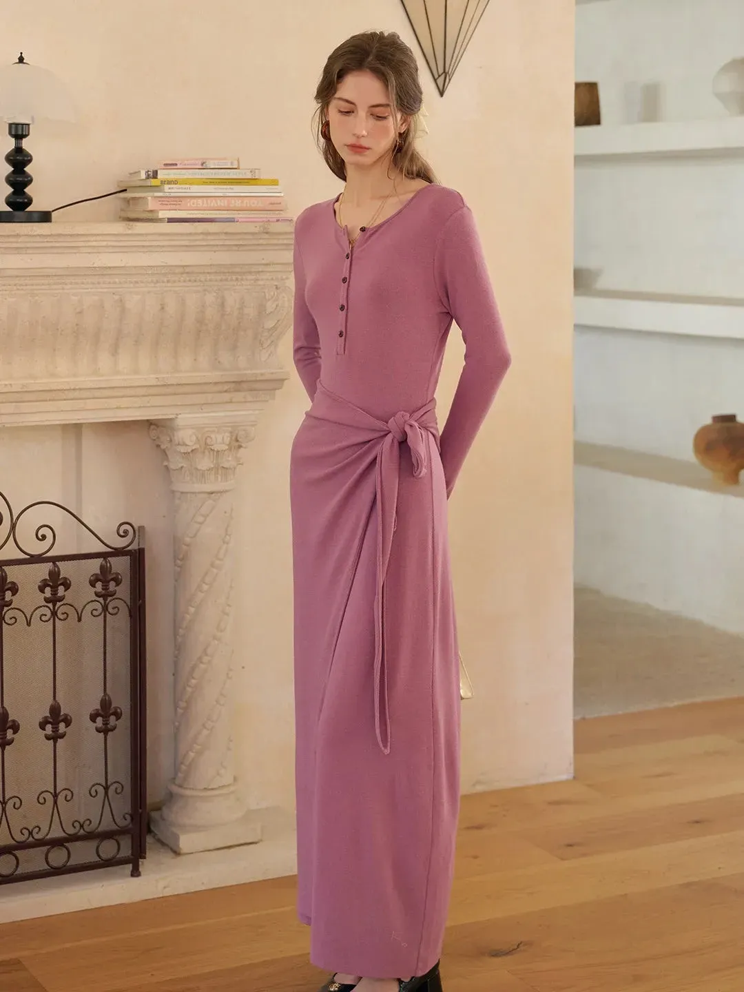 Cielo Rounc Neck Knot Dress sold by Simple Retro product image thumbnail 4