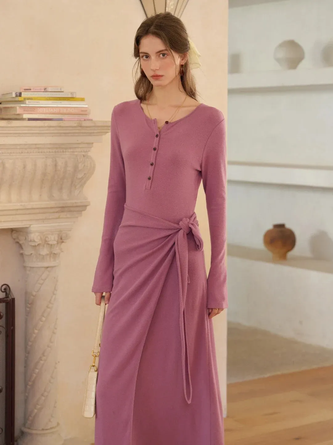 Cielo Rounc Neck Knot Dress sold by Simple Retro product image thumbnail 5