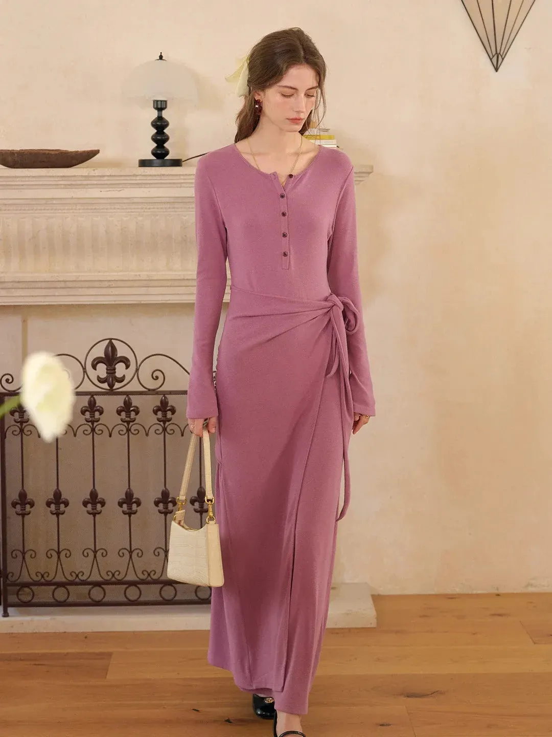 Cielo Rounc Neck Knot Dress sold by Simple Retro