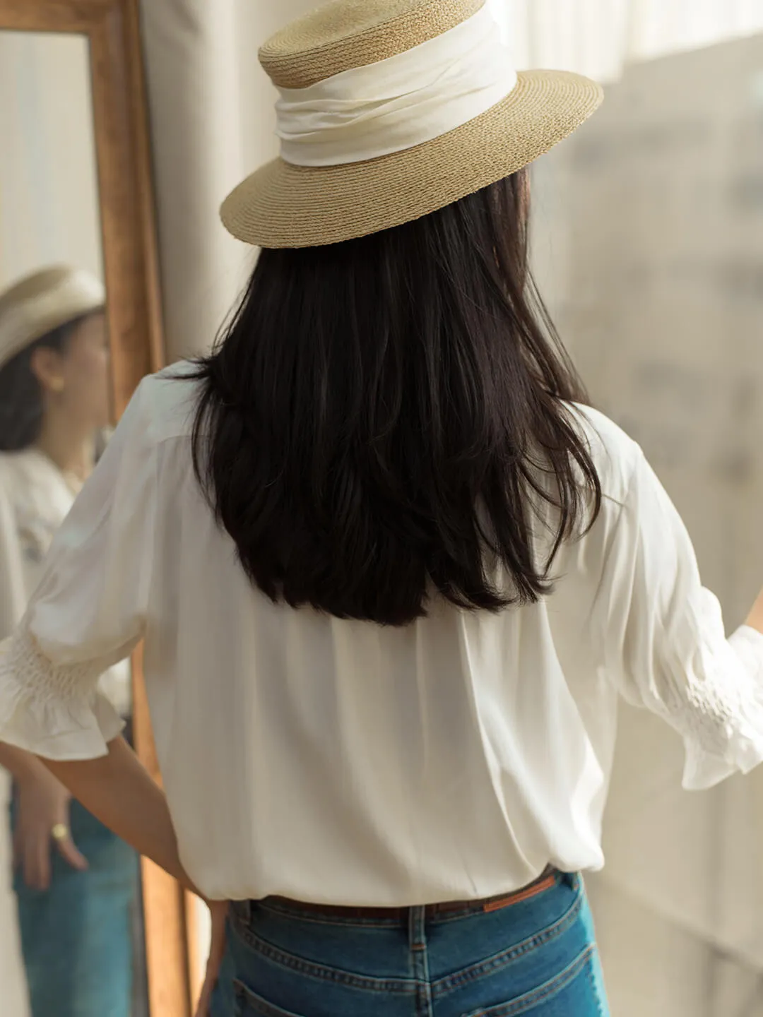 Alicia Floral Embroidery V-Neck Blouse White sold by Simple Retro product image thumbnail 5