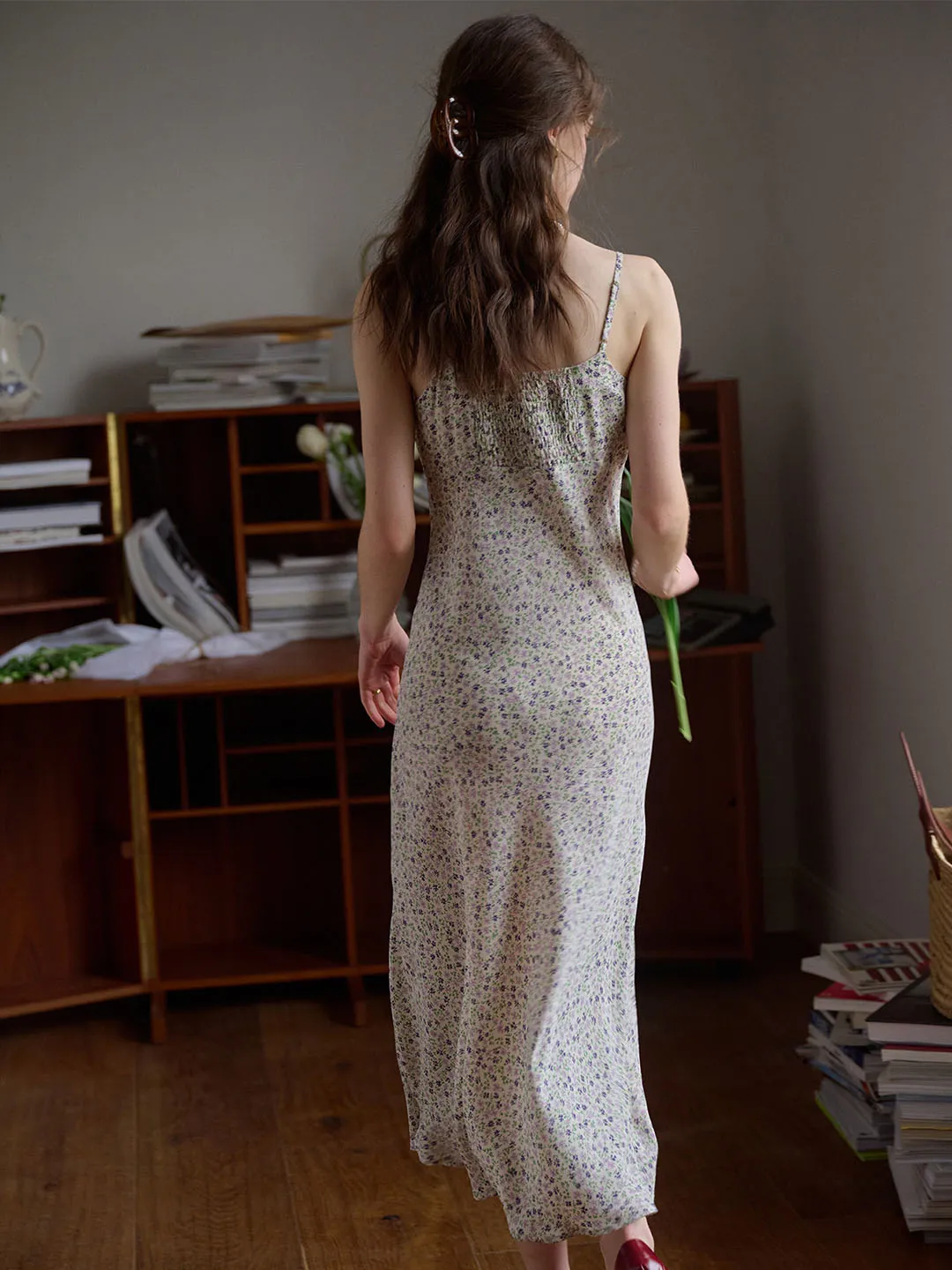 Juliana Lace Patchwork V-neck Floral Suspender Dress sold by Simple Retro product image thumbnail 2