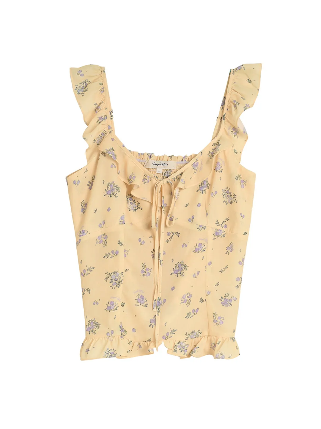 【Final Sale】Carolyn Yellow Floral Tank Top sold by Simple Retro product image thumbnail 2